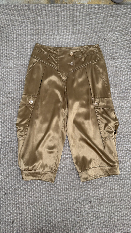 Sportmax gold satin cropped wide-leg pants