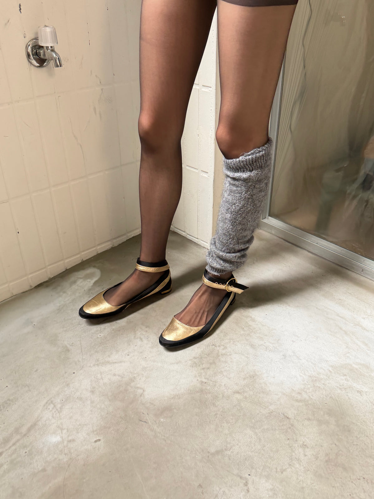 Bruno Frisoni Gold & Black Mary Jane Flats