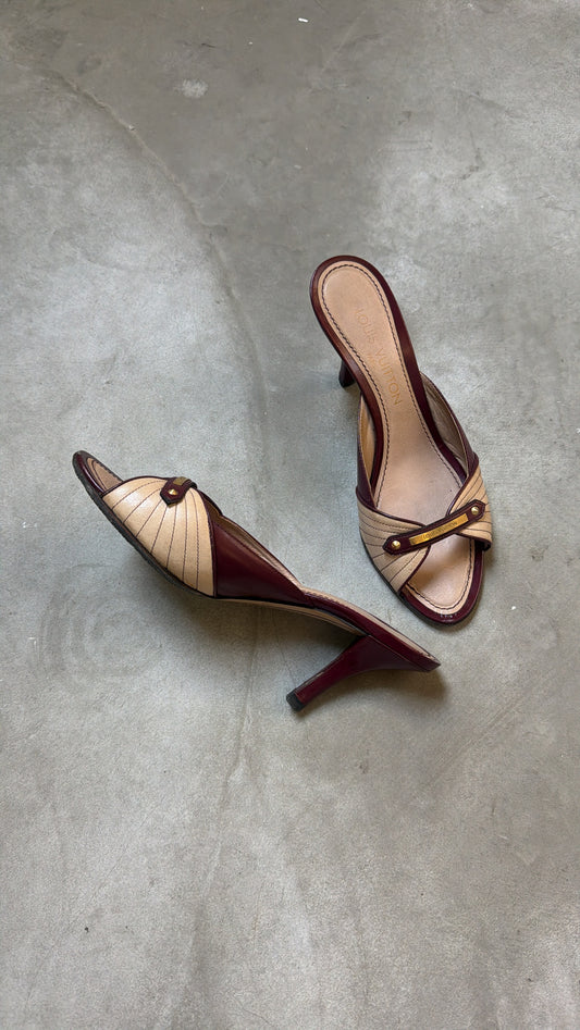 Louis Vuitton Burgundy Heeled Mules