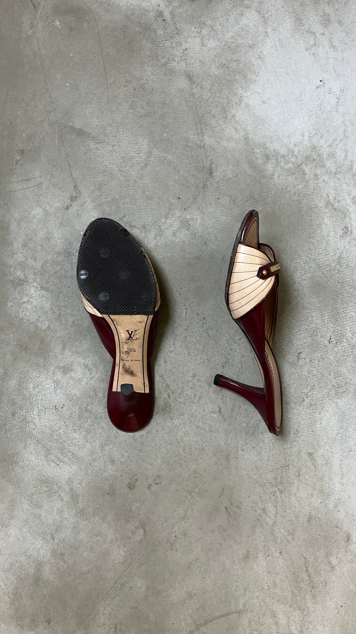 Louis Vuitton Burgundy Heeled Mules