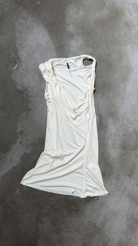 Rick Owens Cream Ruched Dress