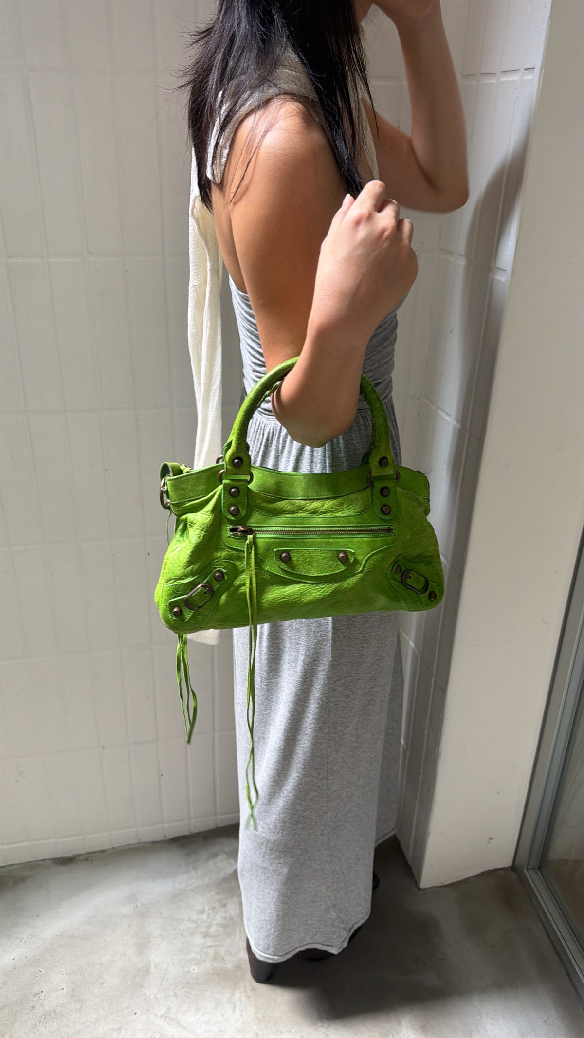 Balenciaga Apple Green Motorcycle City Bag
