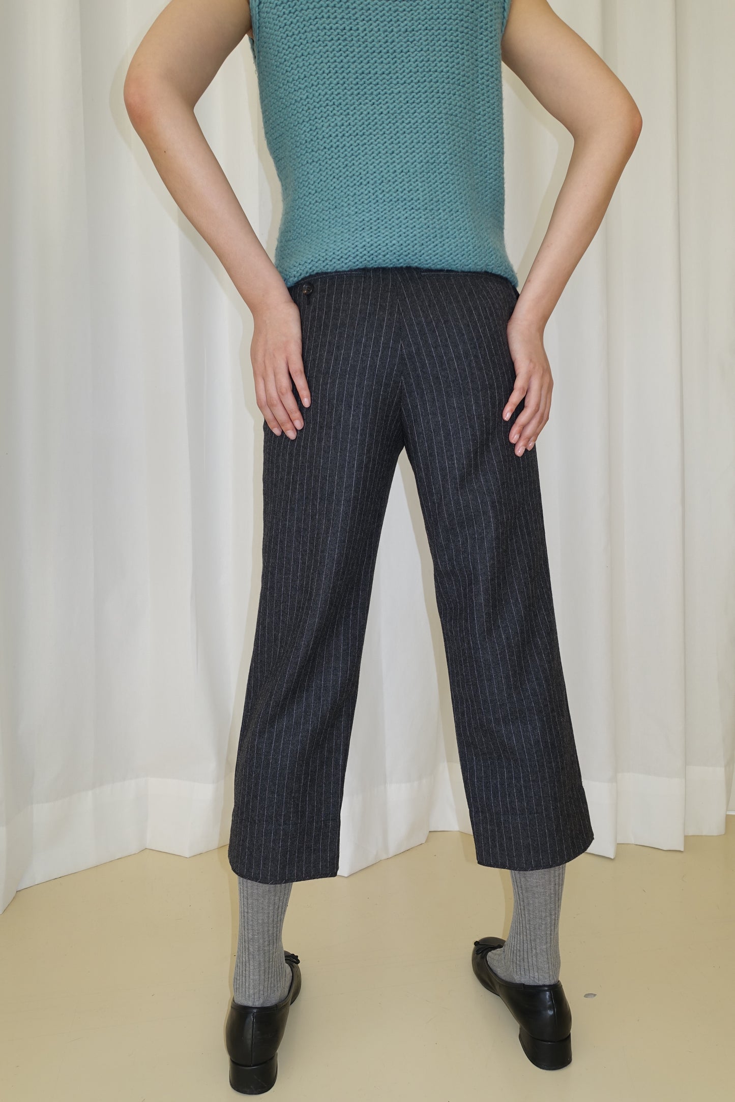 Comme des Garçons pinsrtipe wool cropped pants