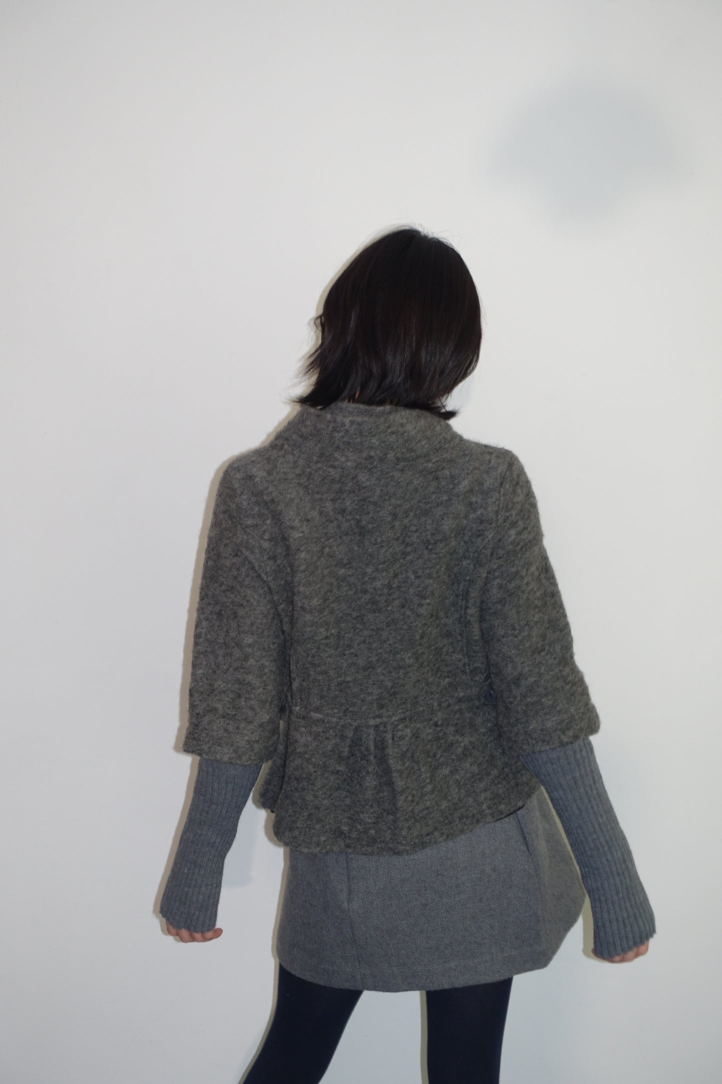Italian-made grey 套袖毛衣