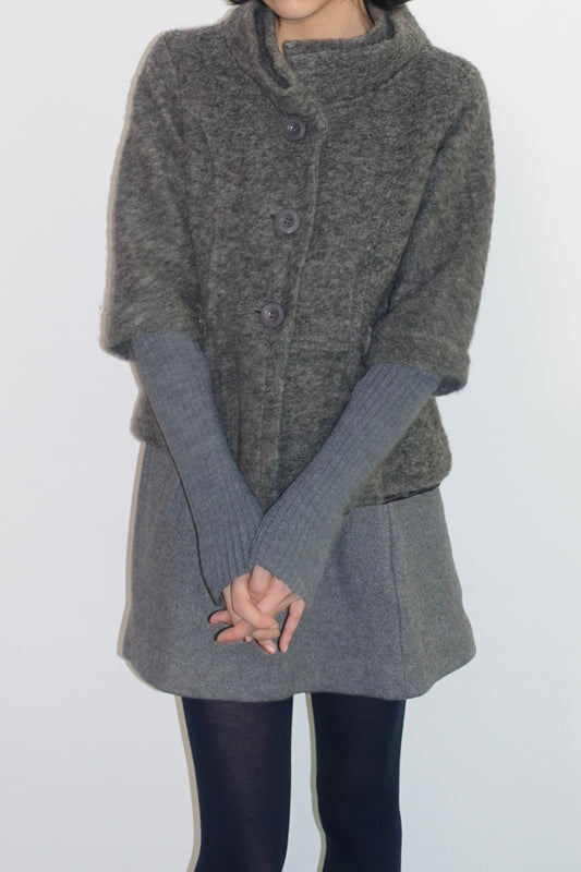 Italian-made grey 套袖毛衣