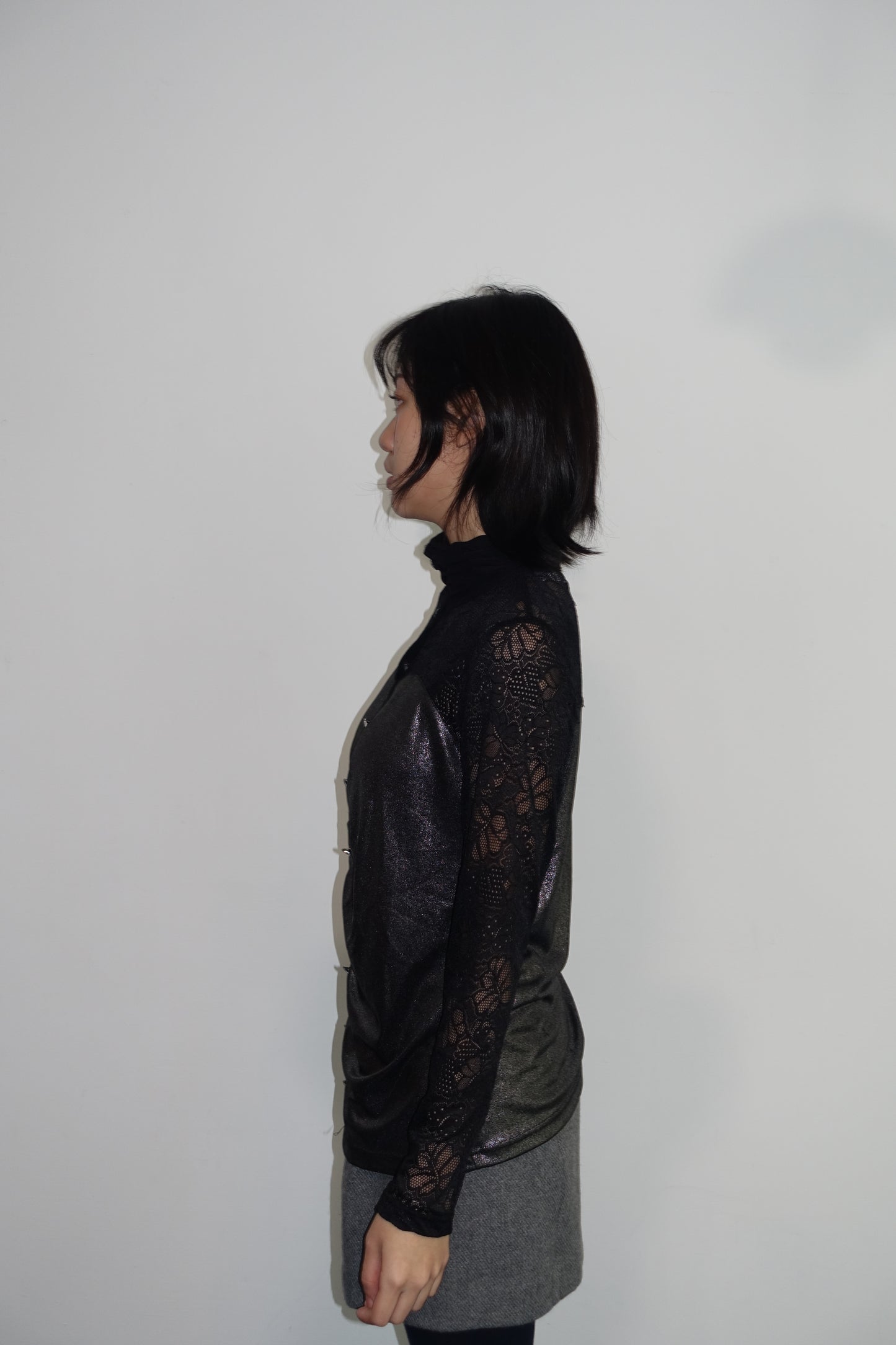 Italian-made black lace shirt