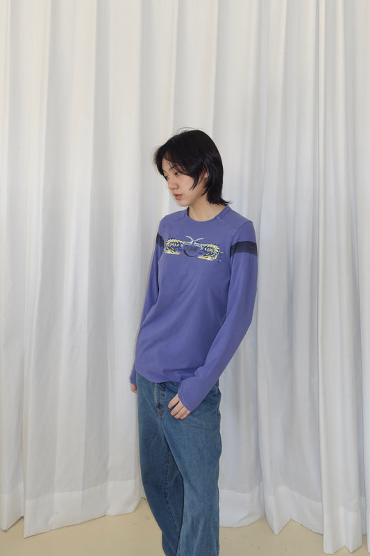 Just cavalli graphic long sleeve tee (violet blue)