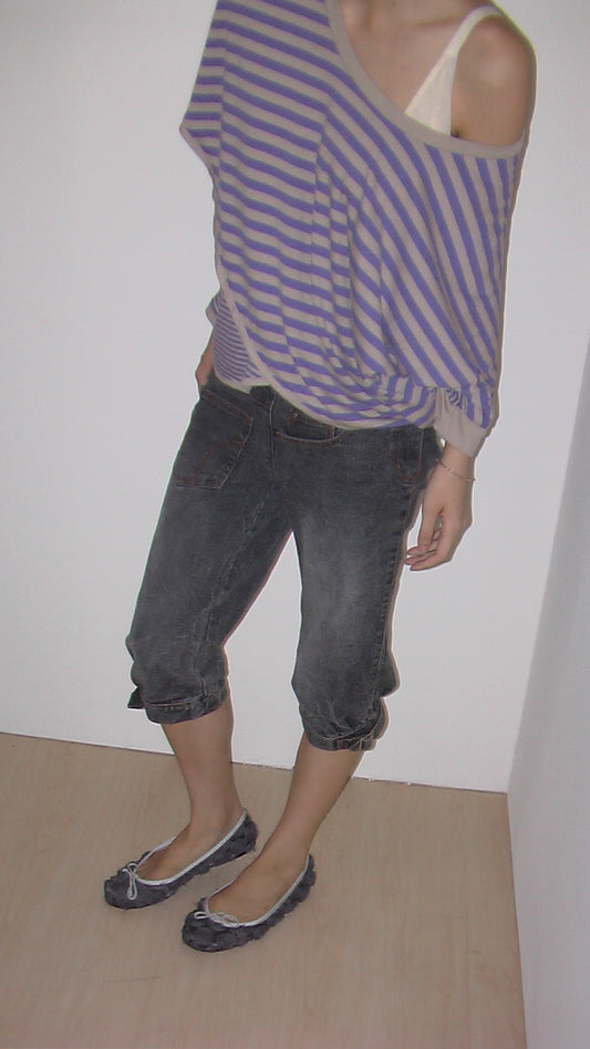 Purple Striped Oversized Top