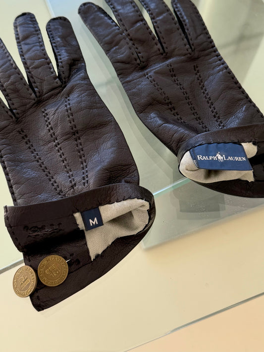 Ralph Lauren leather gloves 縫線真皮手套