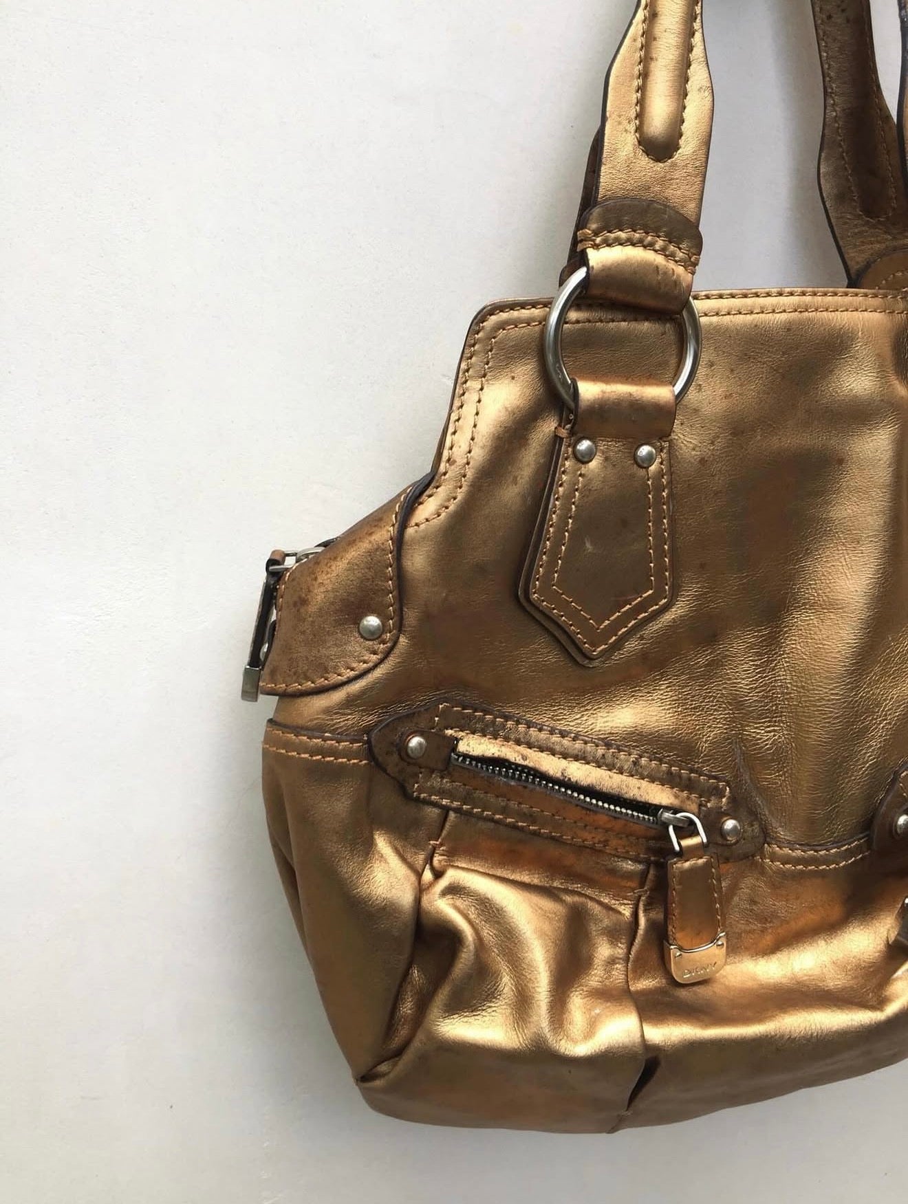 DKNY gold leather bag