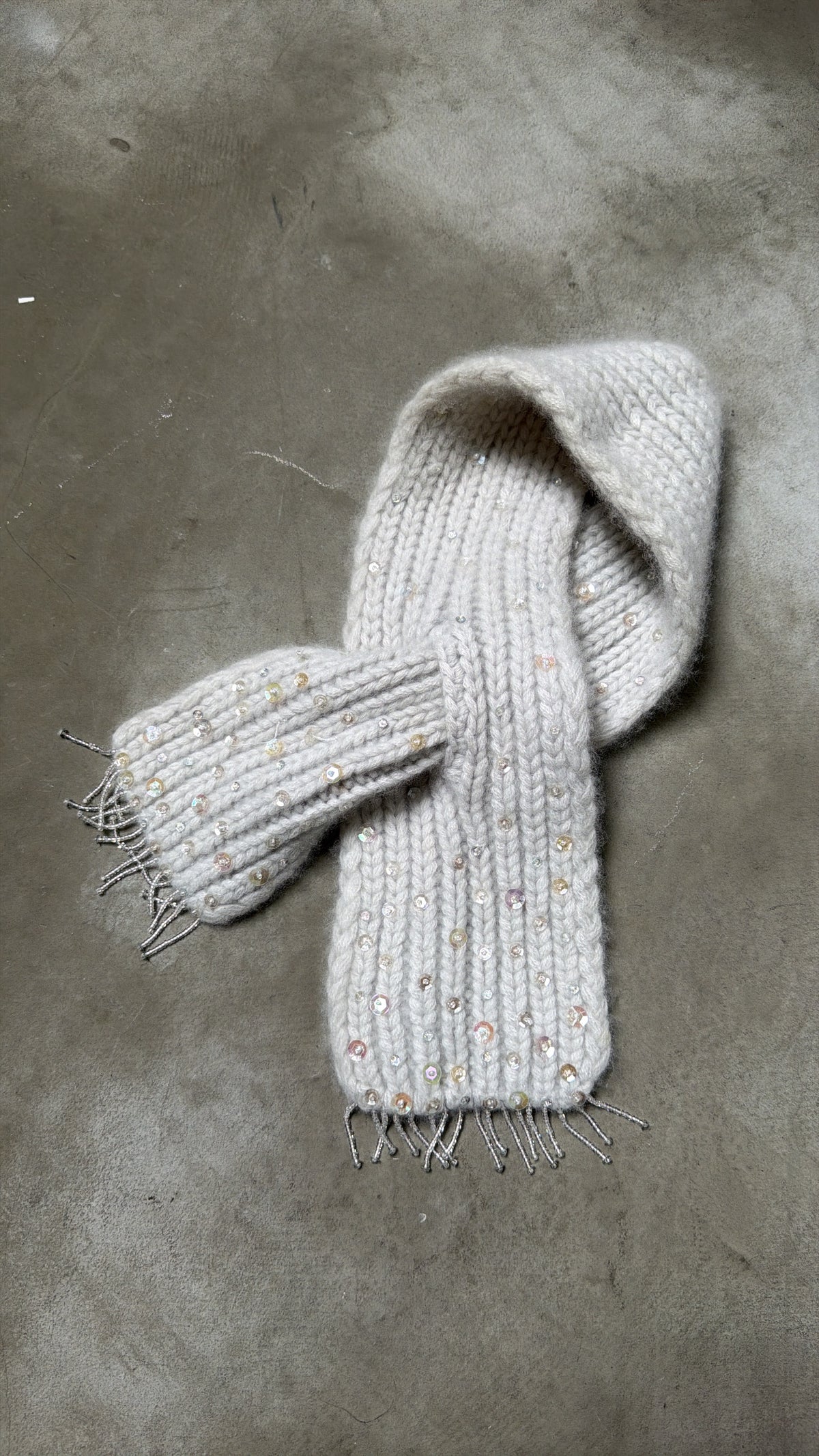 Light Blue Sequin Mini Scarf