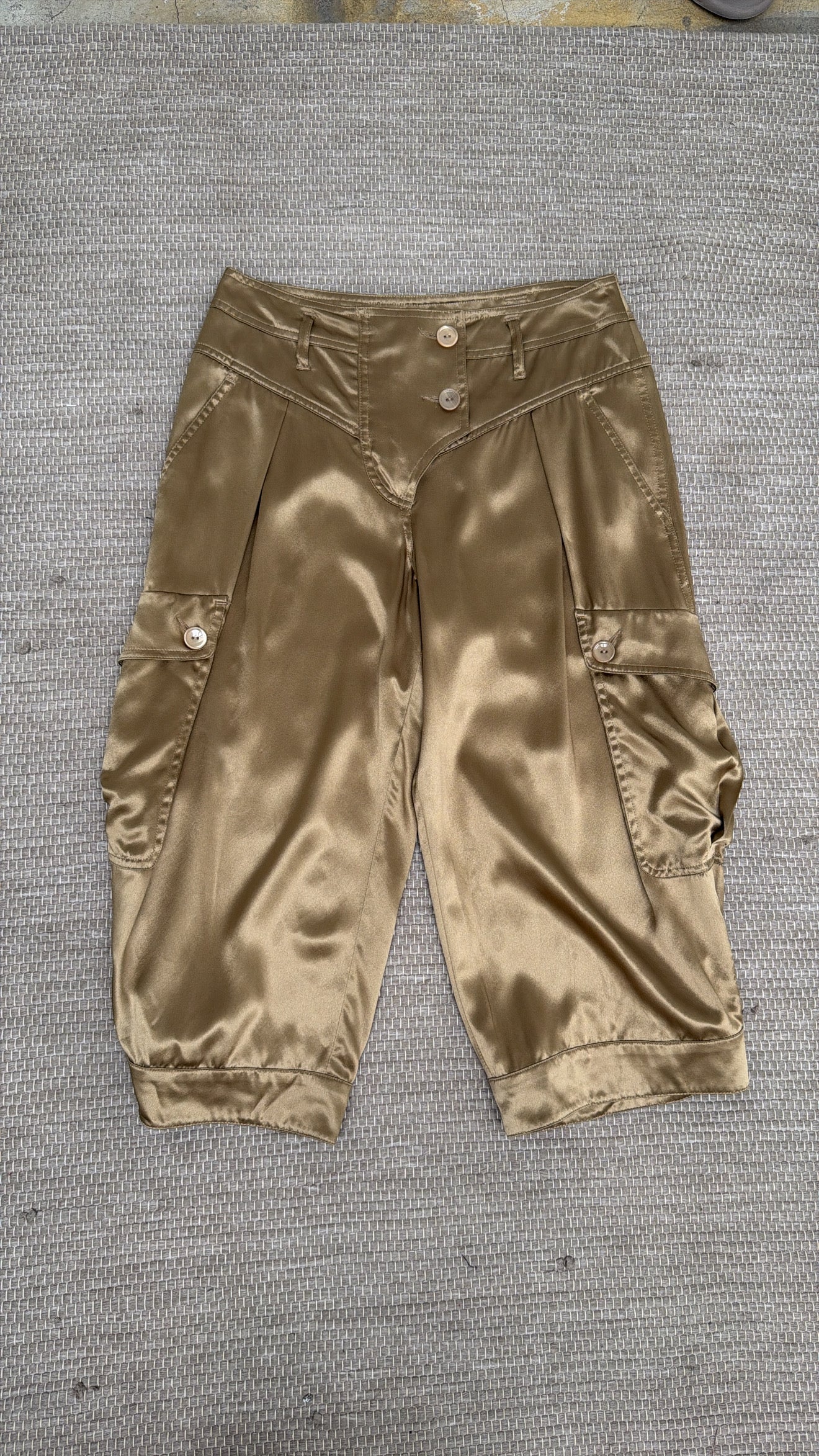 Sportmax gold satin cropped wide-leg pants