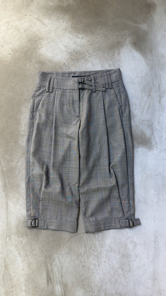 Grey Plaid Cropped Pants