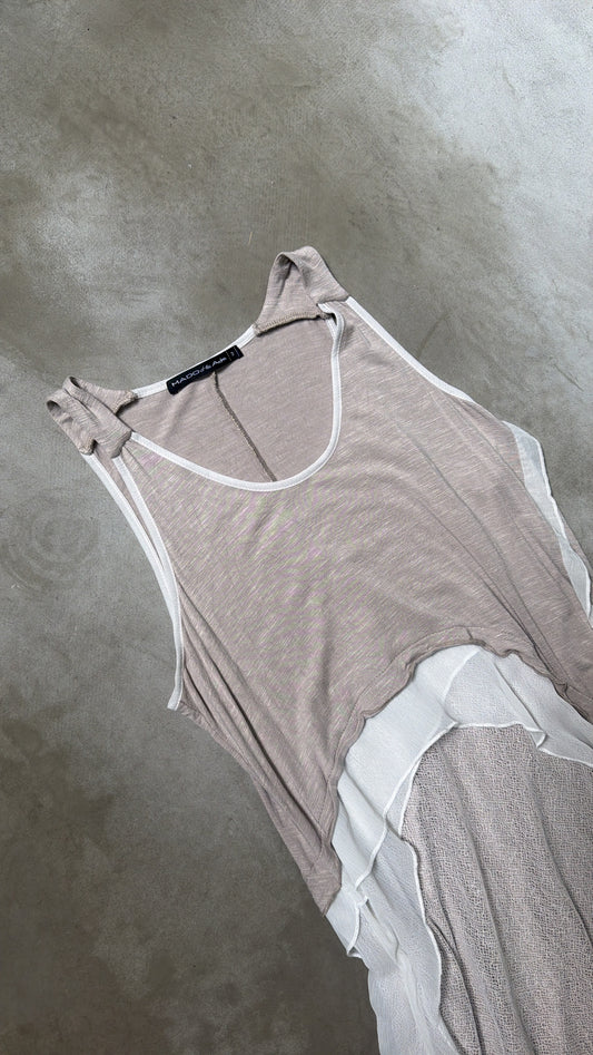 French Label Asymmetric Layered Dress
