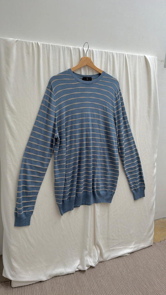 Lanvin light blue wavy stripe sheer long sleeve