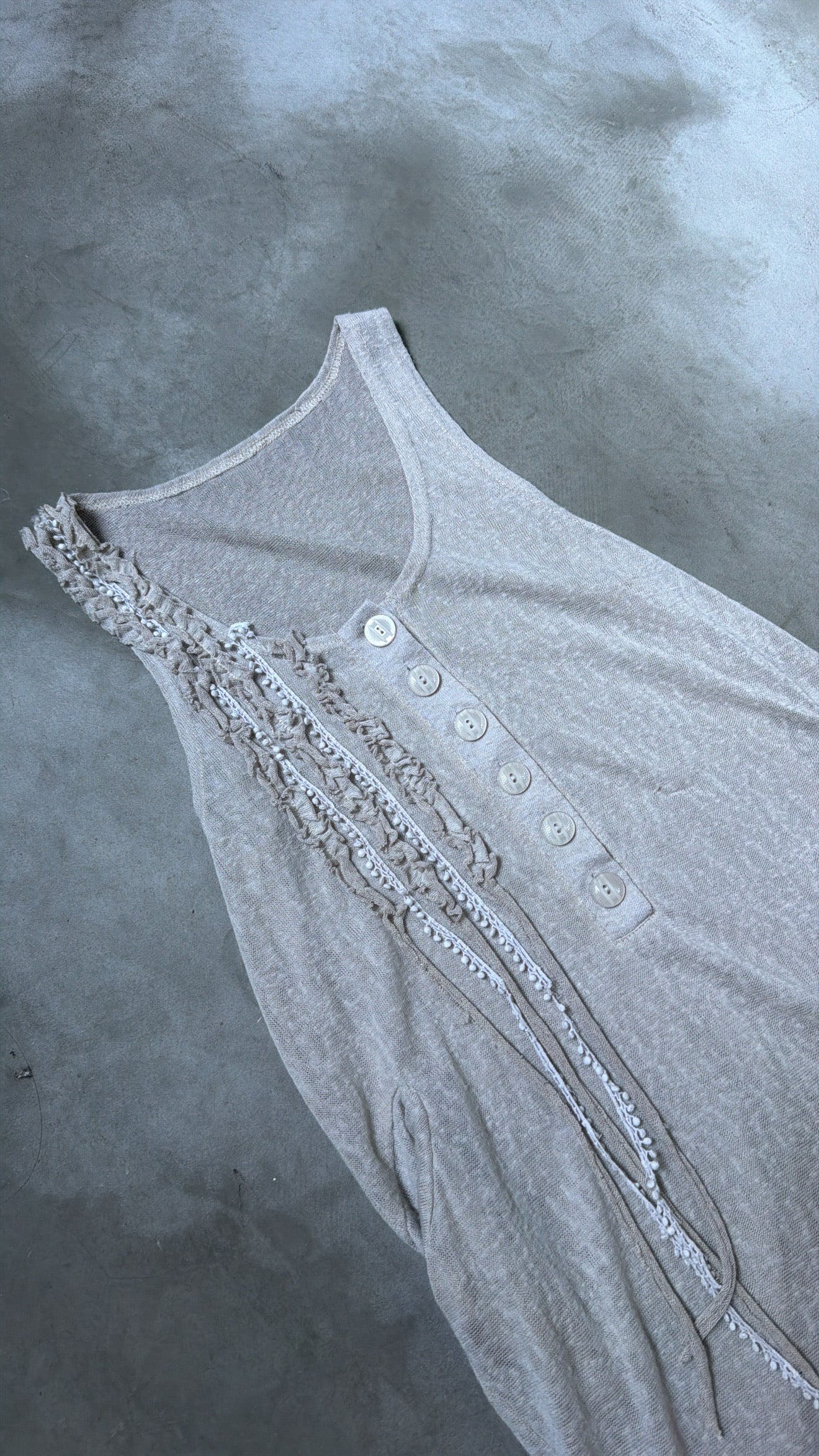 Button-Front Sleeveless Dress