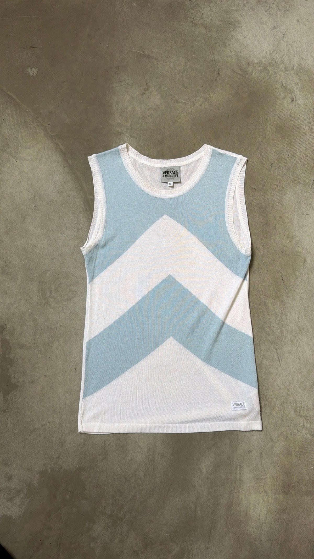 Versace Blue & White Stripe Knit Vest