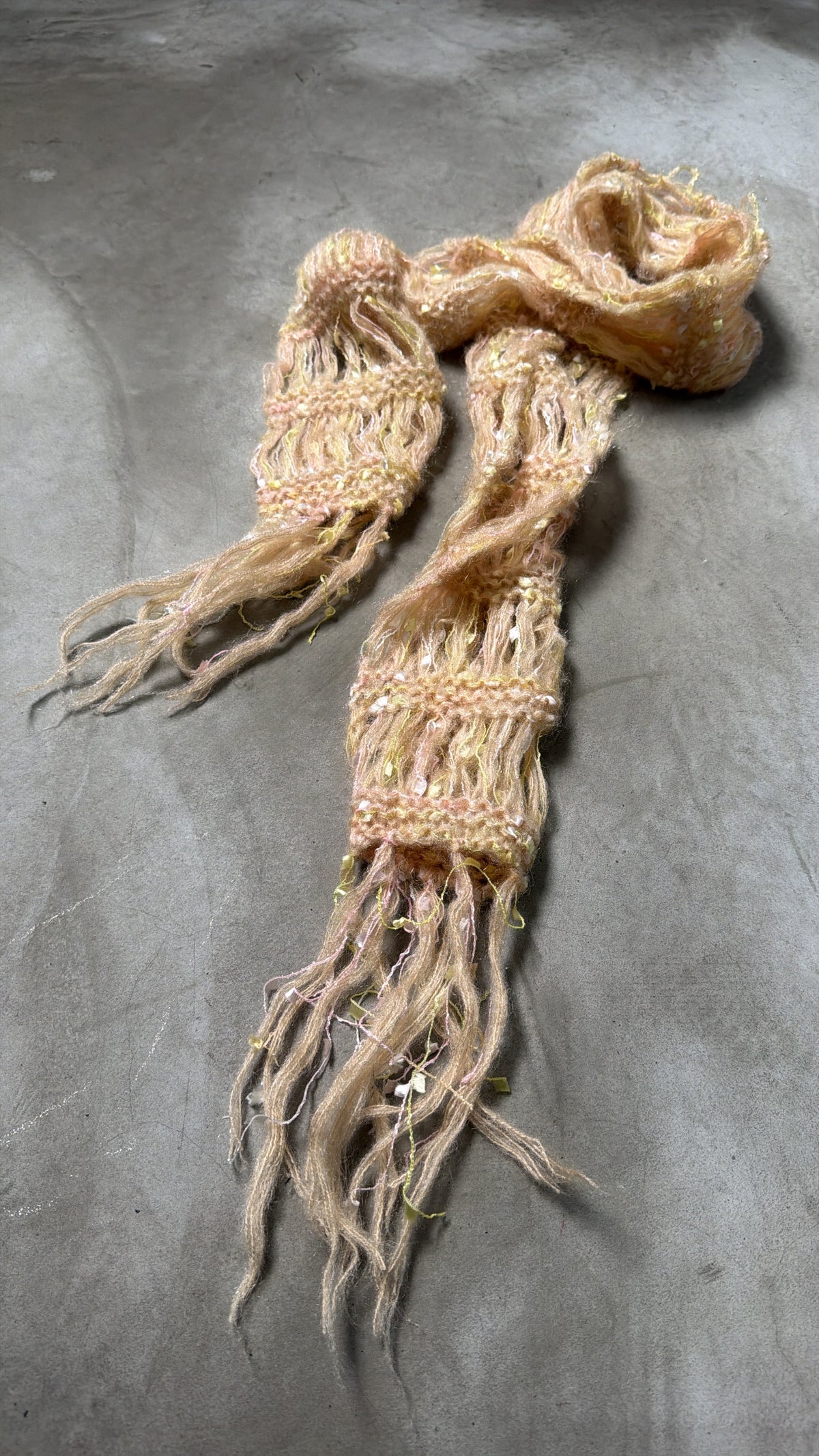 Pastel Fringe Knit Scarf