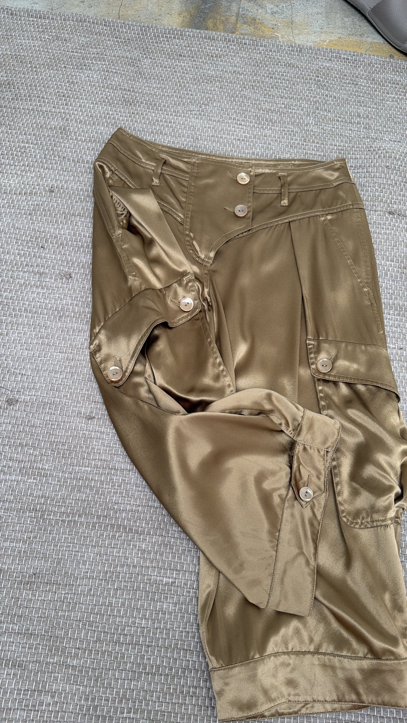 Sportmax gold satin cropped wide-leg pants