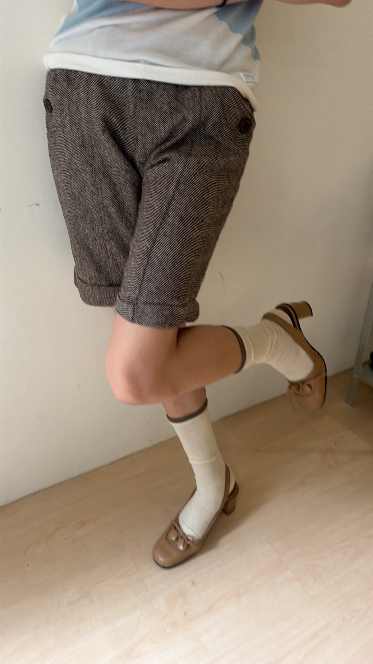 Brown Tweed Shorts