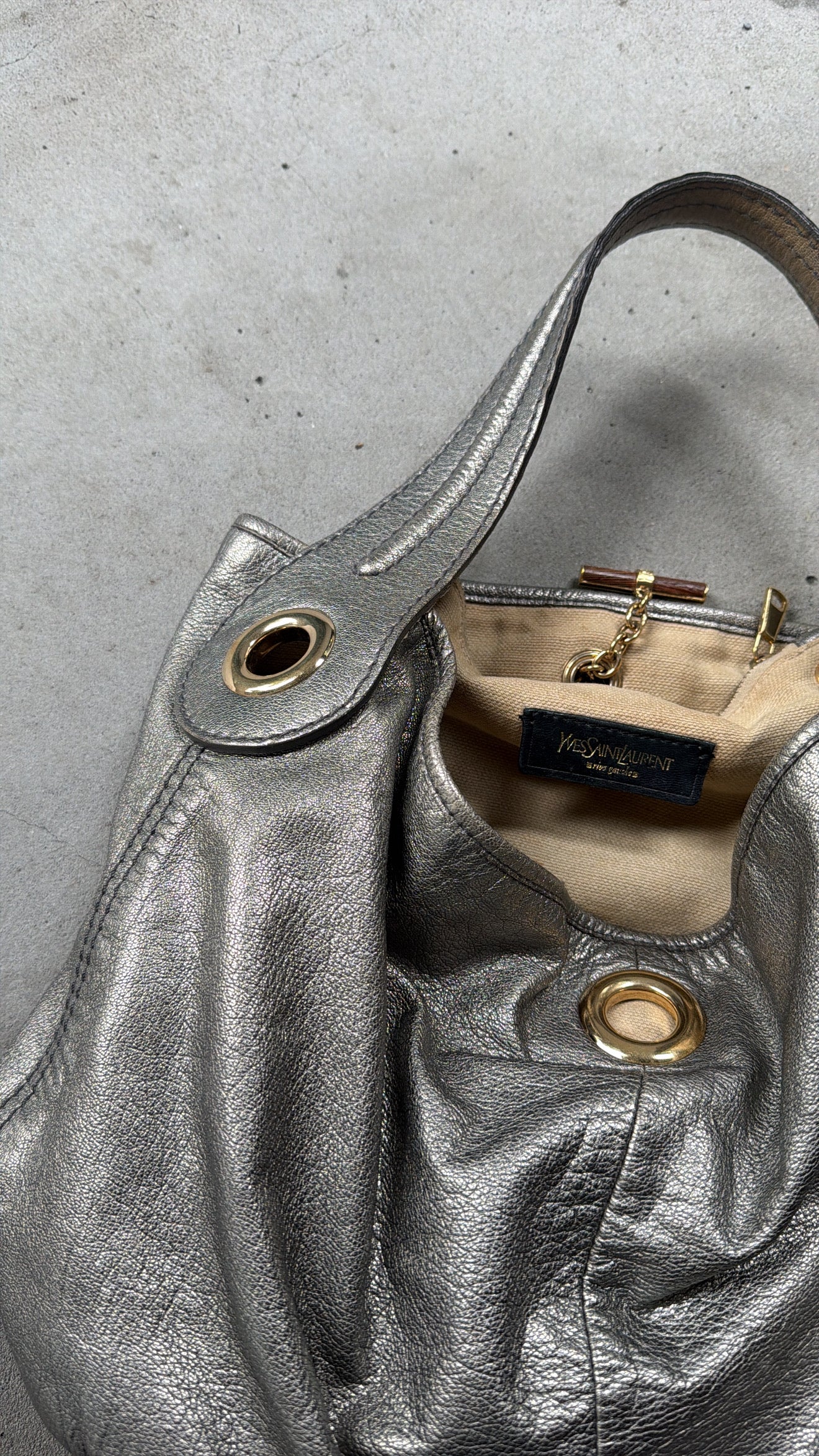 Yves Saint Laurent metallic hobo bag