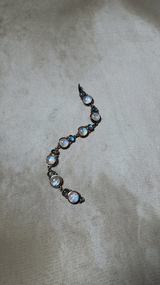 Vintage 90s Sterling Silver Moonstone  Bracelet