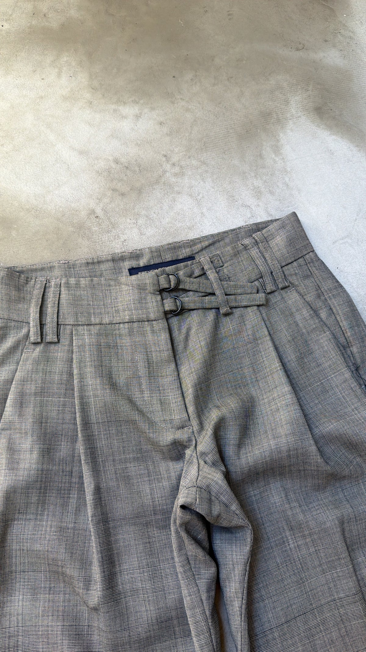 Grey Plaid Cropped Pants