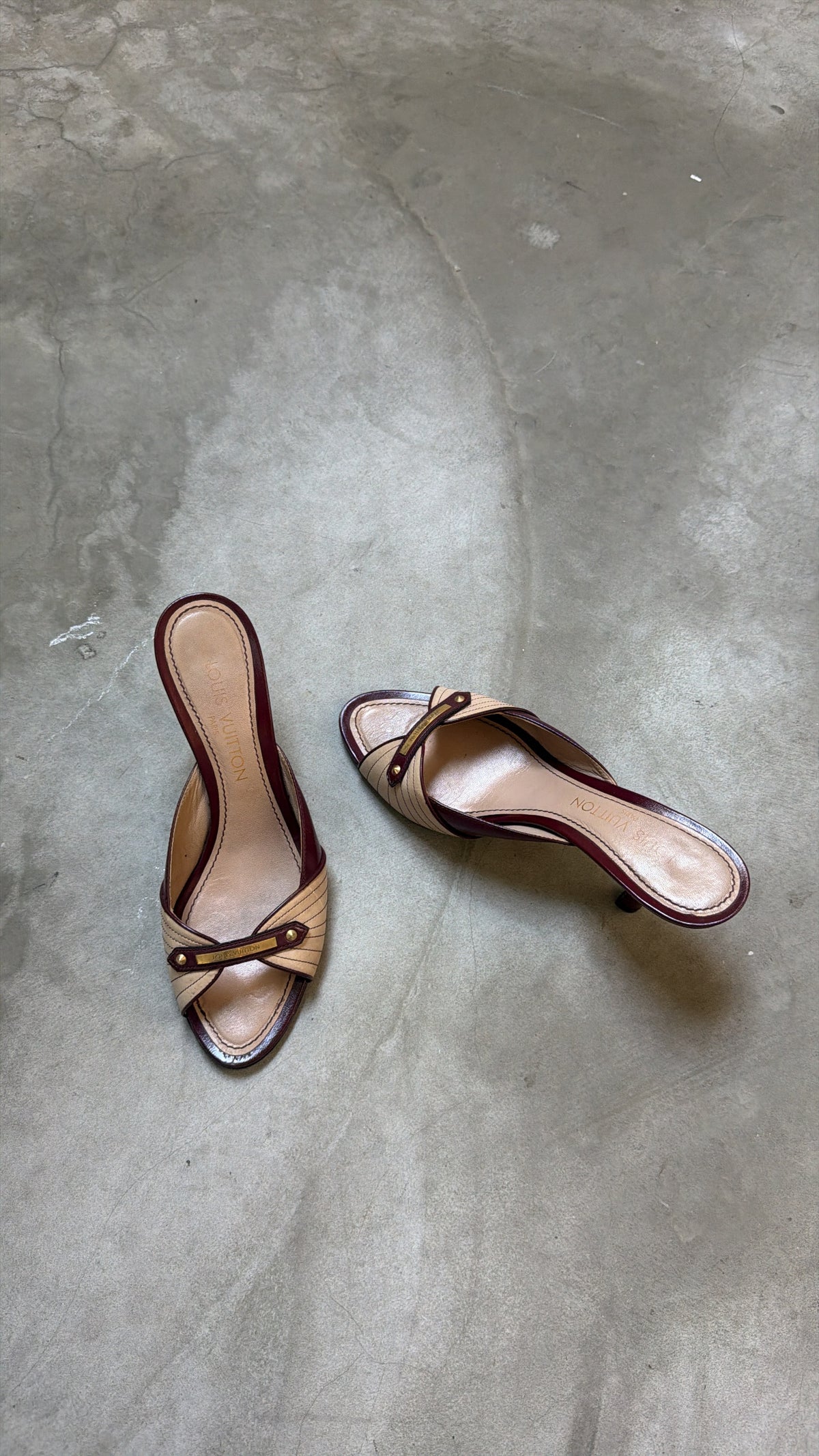 Louis Vuitton Burgundy Heeled Mules