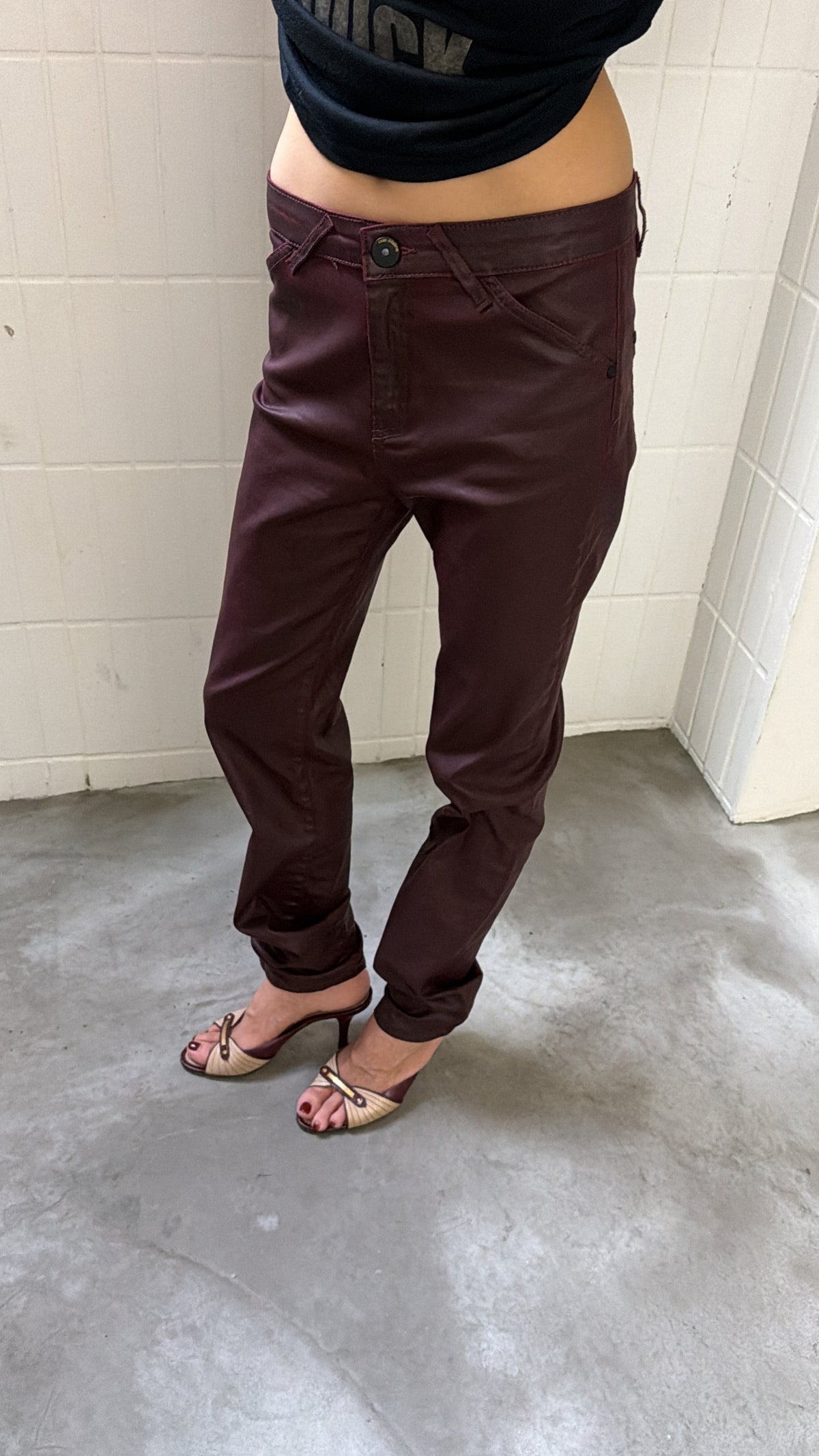 Cop Copine Burgundy Coated Pants