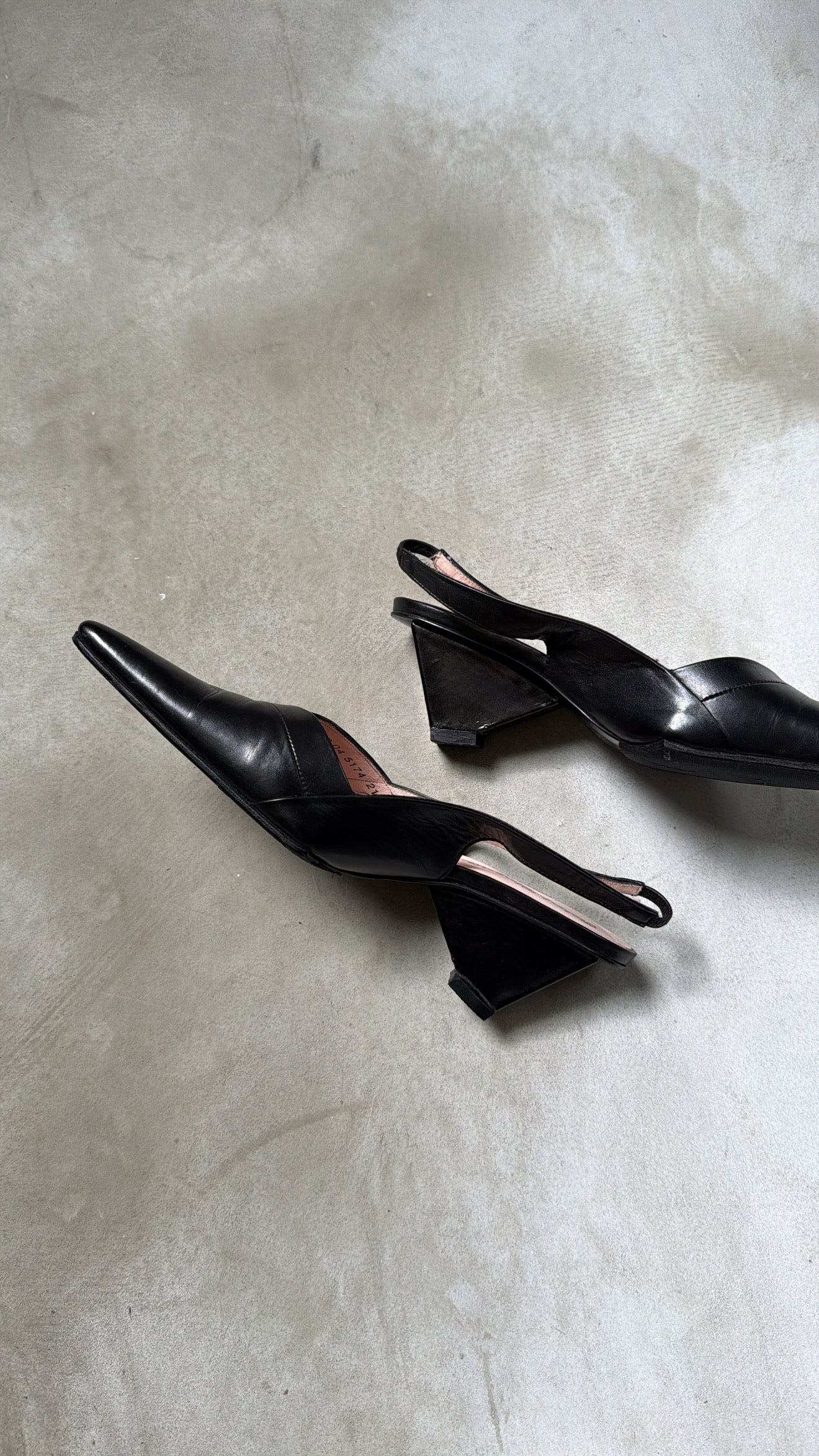 French-Made Black Slingback Wedges