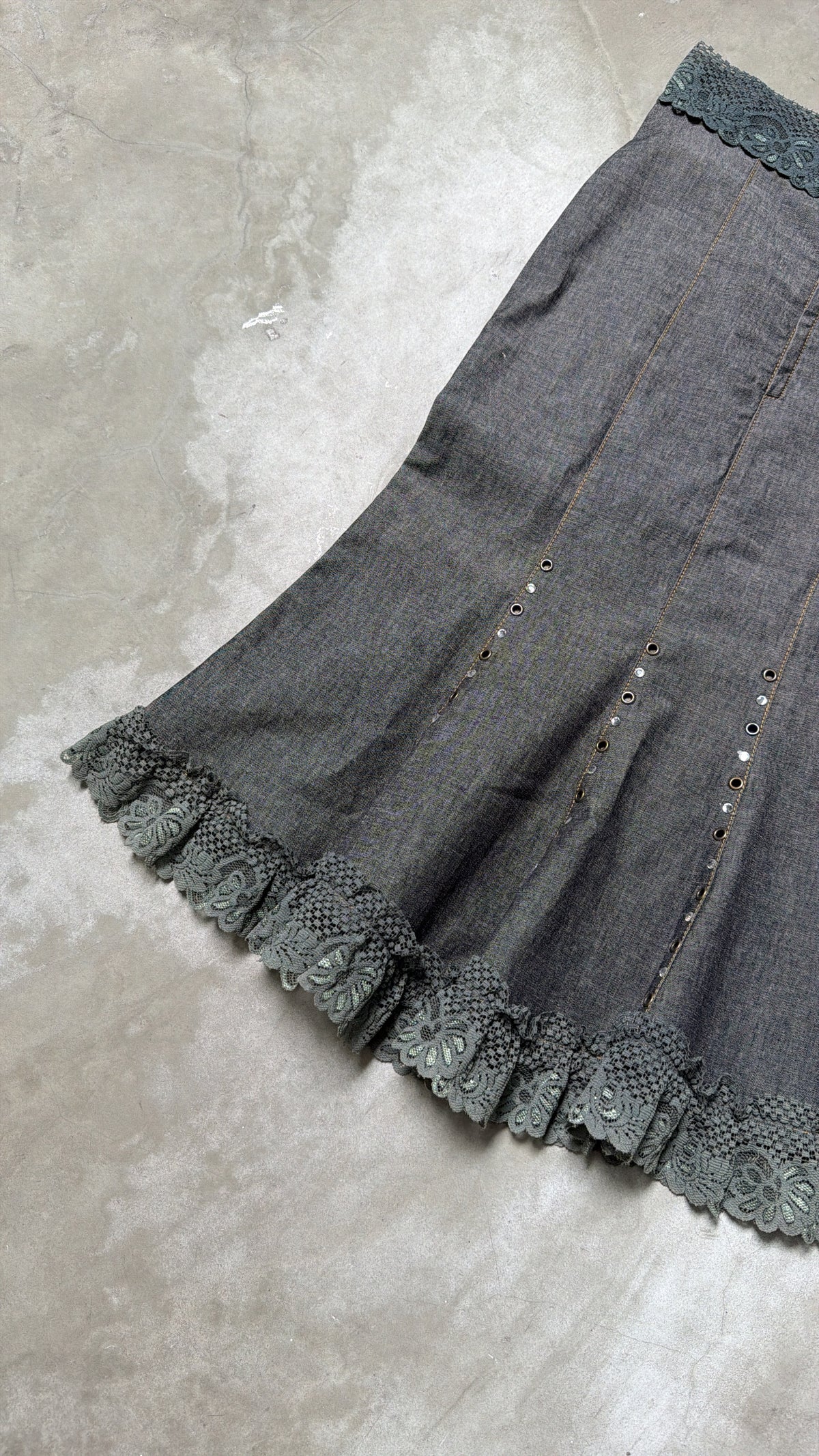 Vintage Sandro Distressed Lace Mermaid Skirt