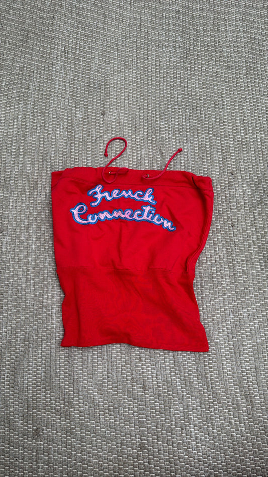 Red strapless top