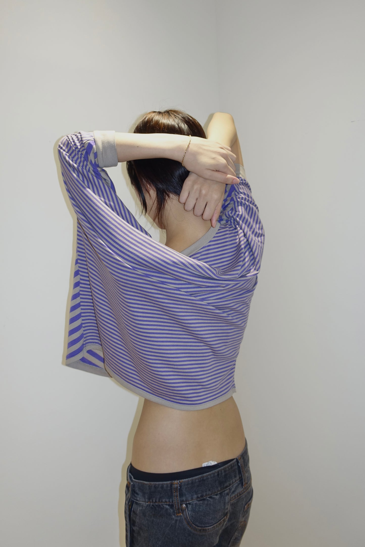 Purple Striped Oversized Top