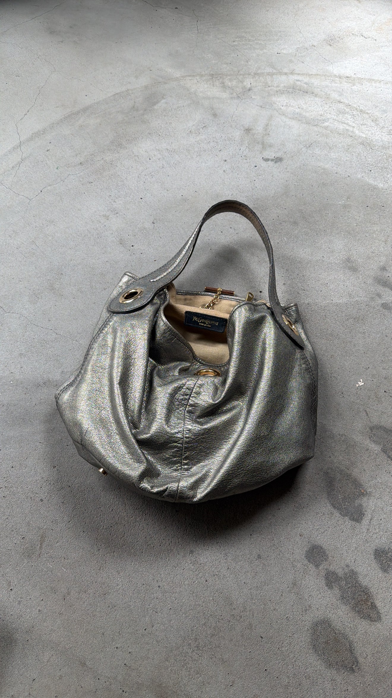 Yves Saint Laurent metallic hobo bag