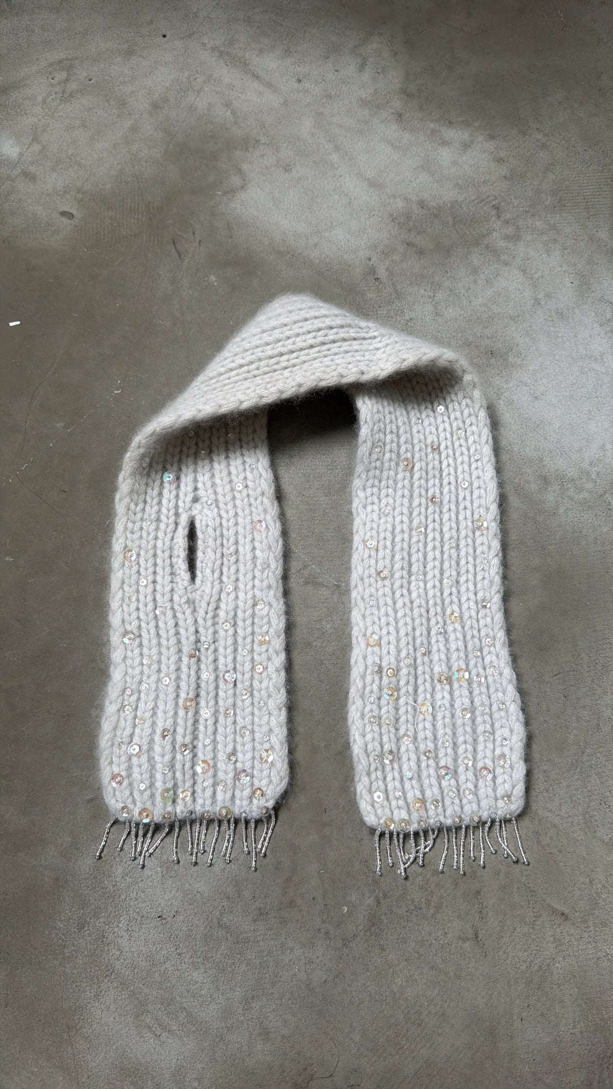 Light Blue Sequin Mini Scarf