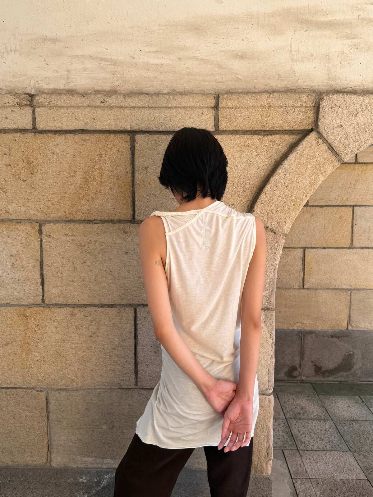 Rick Owens Cream Ruched Dress