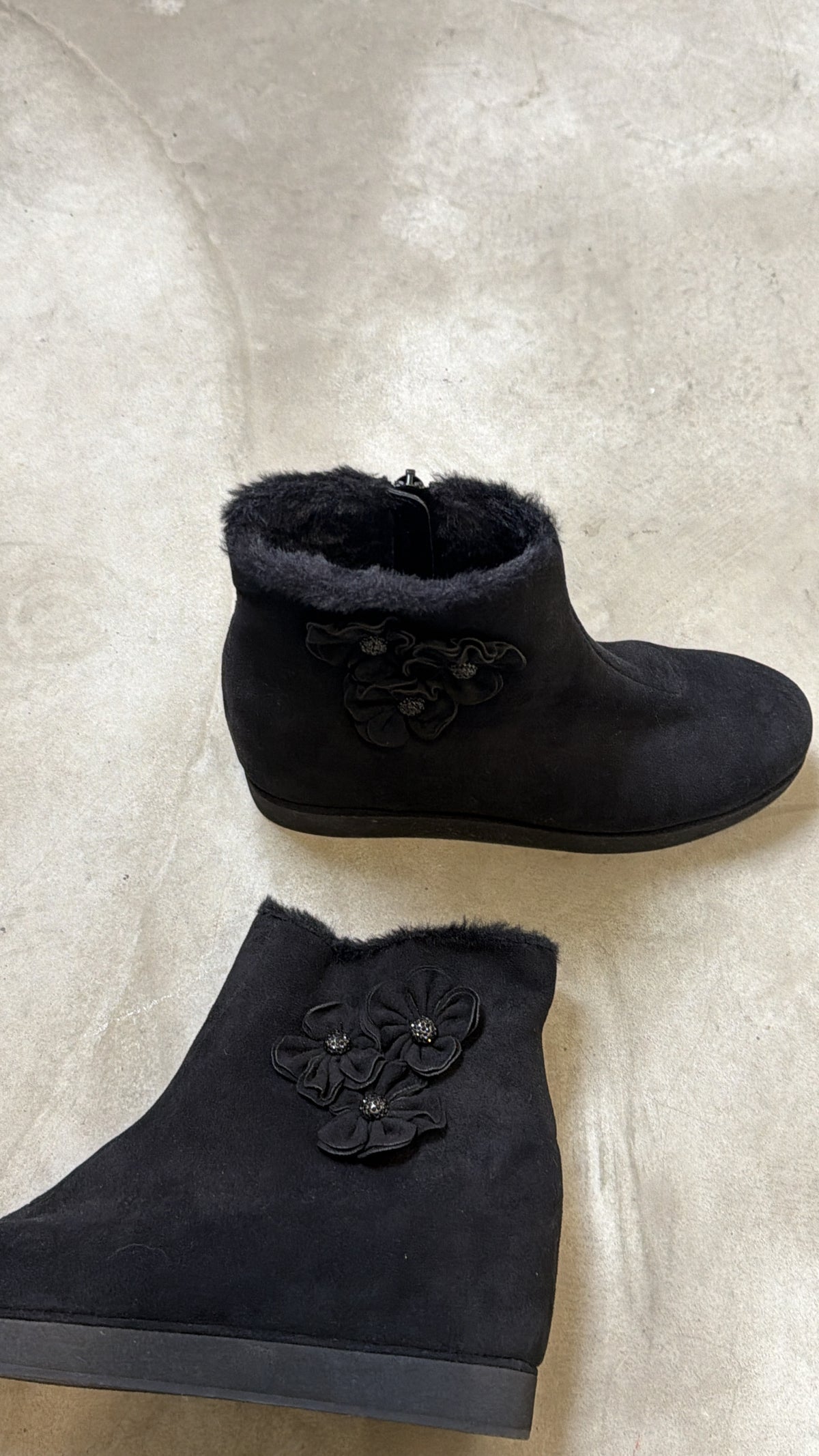Black Fur-Lined Ankle Boots