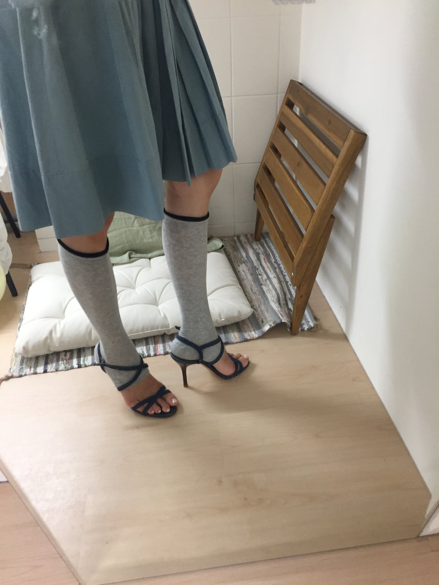 Italian-Made Baby Blue Pleated Skirt