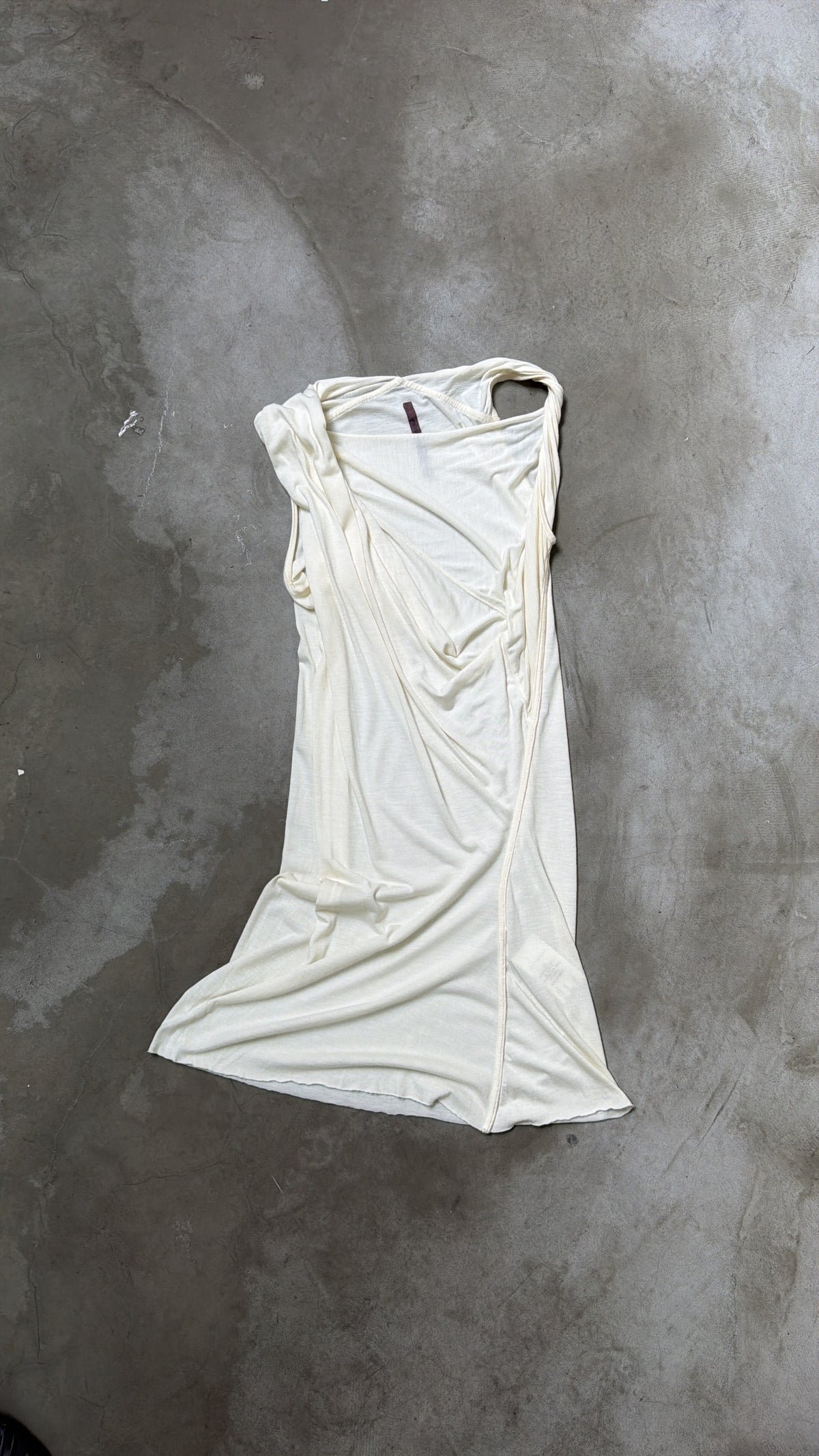 Rick Owens Cream Ruched Dress