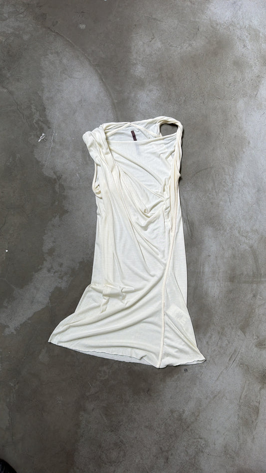 Rick Owens Cream Ruched Dress