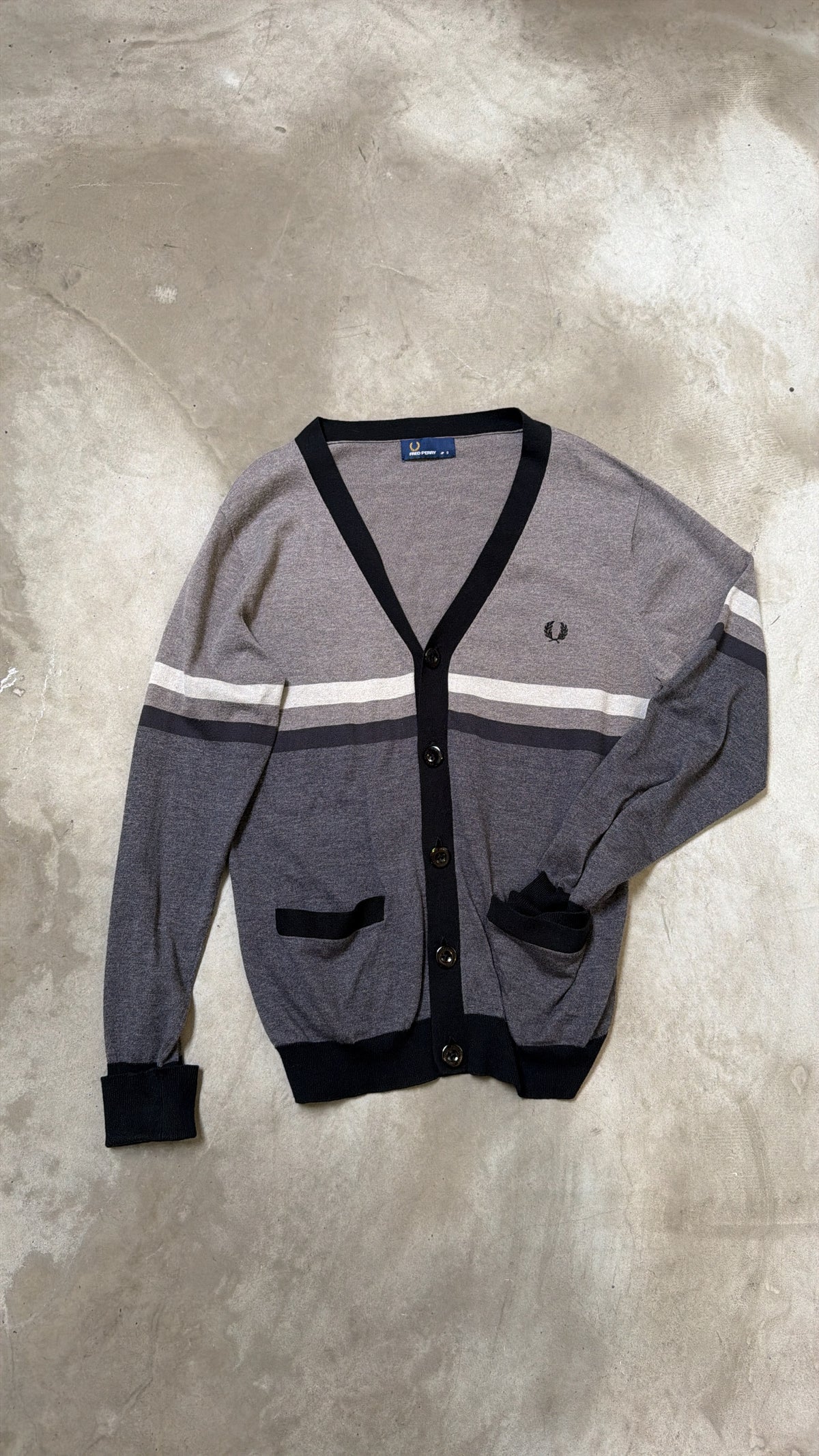 Fred Perry Grey Stripe Cardigan