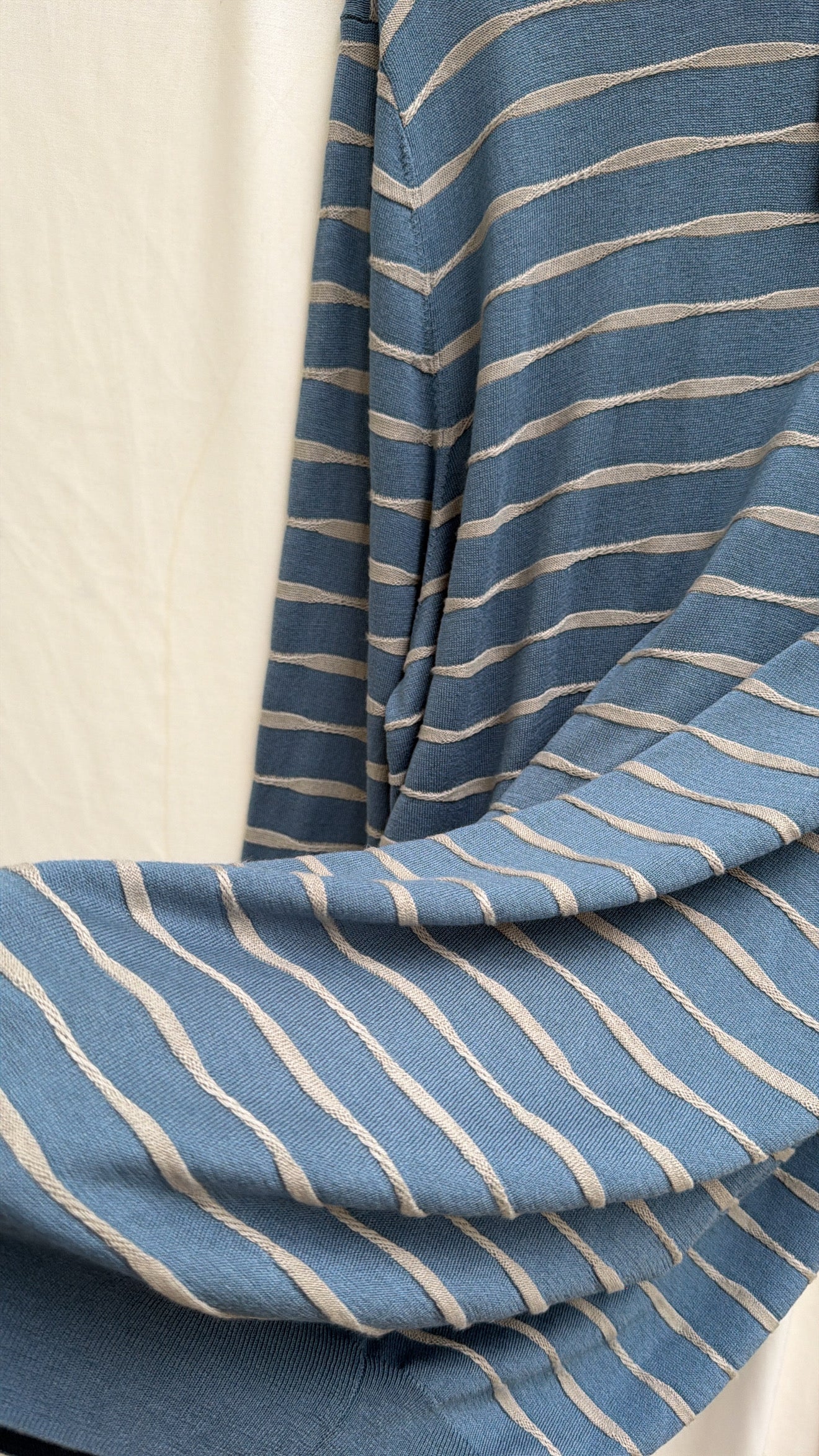 Lanvin light blue wavy stripe sheer long sleeve