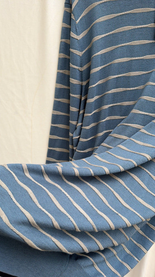 Lanvin light blue wavy stripe sheer long sleeve