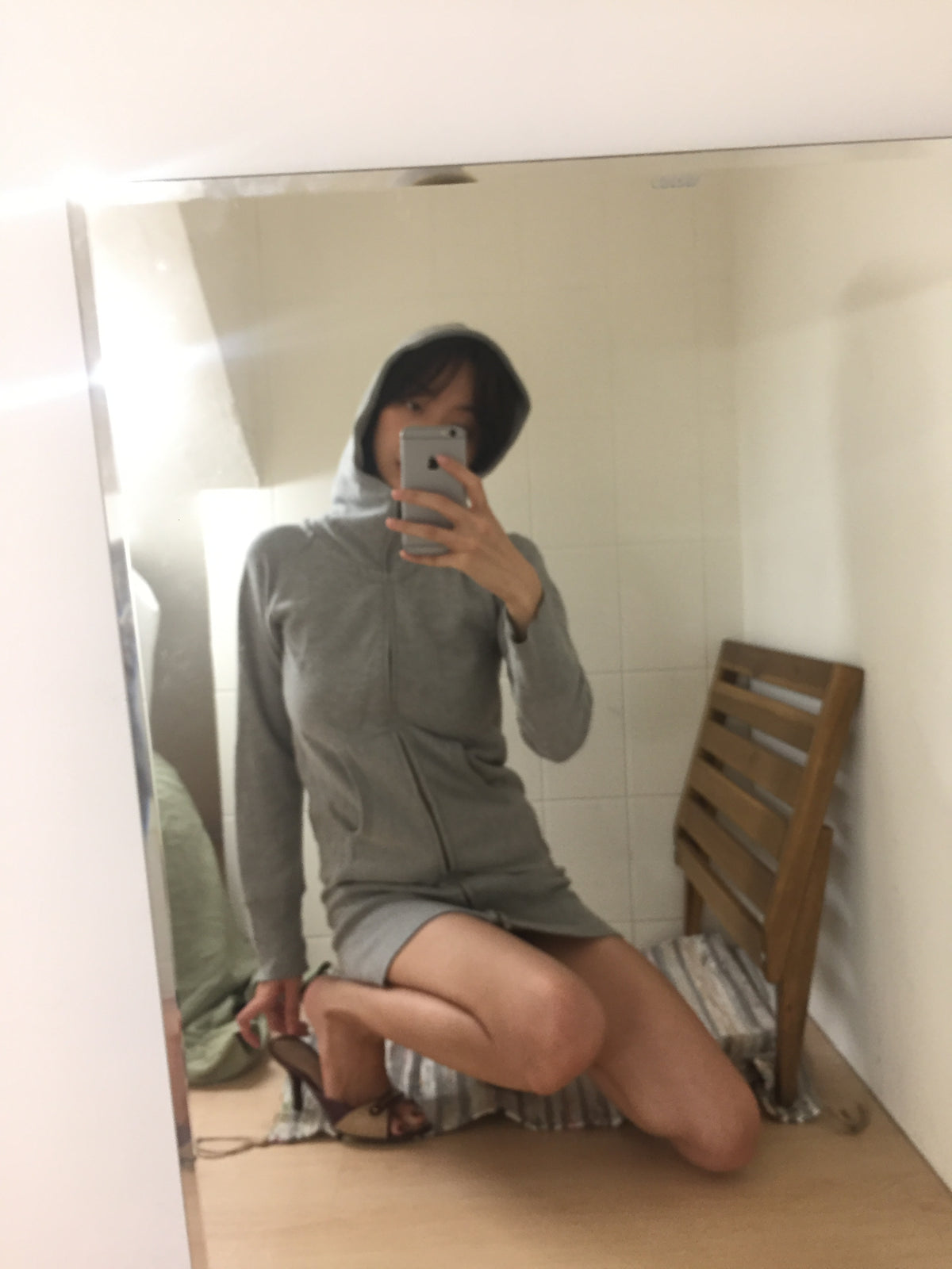Grey Long Hooded Jacket