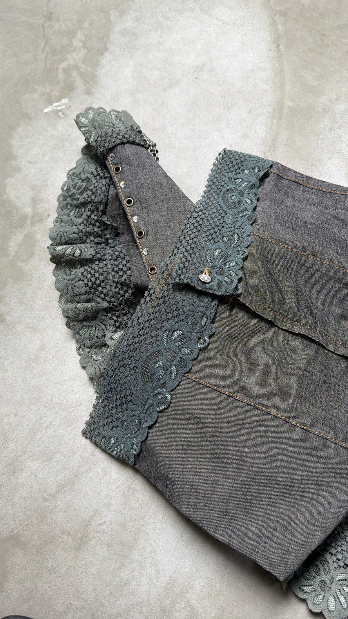 Vintage Sandro Distressed Lace Mermaid Skirt