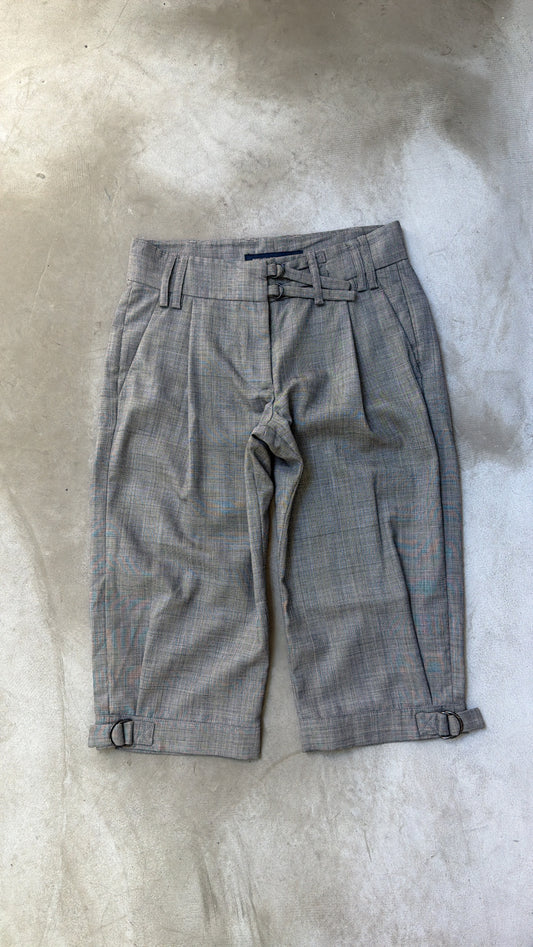 Grey Plaid Cropped Pants