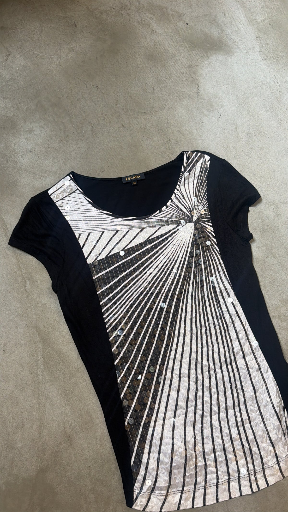 Black Sequin Graphic Top