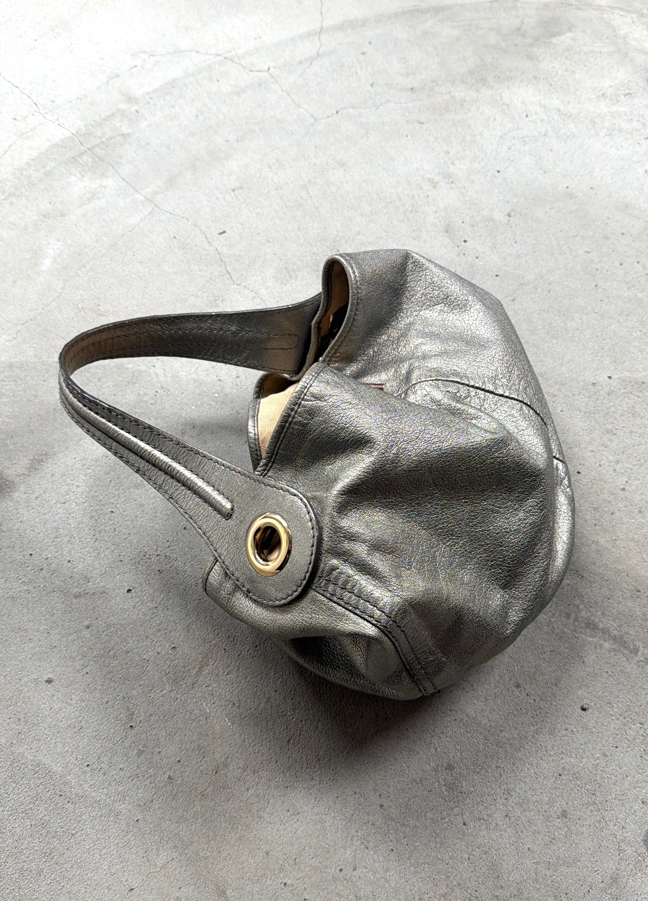 Yves Saint Laurent metallic hobo bag