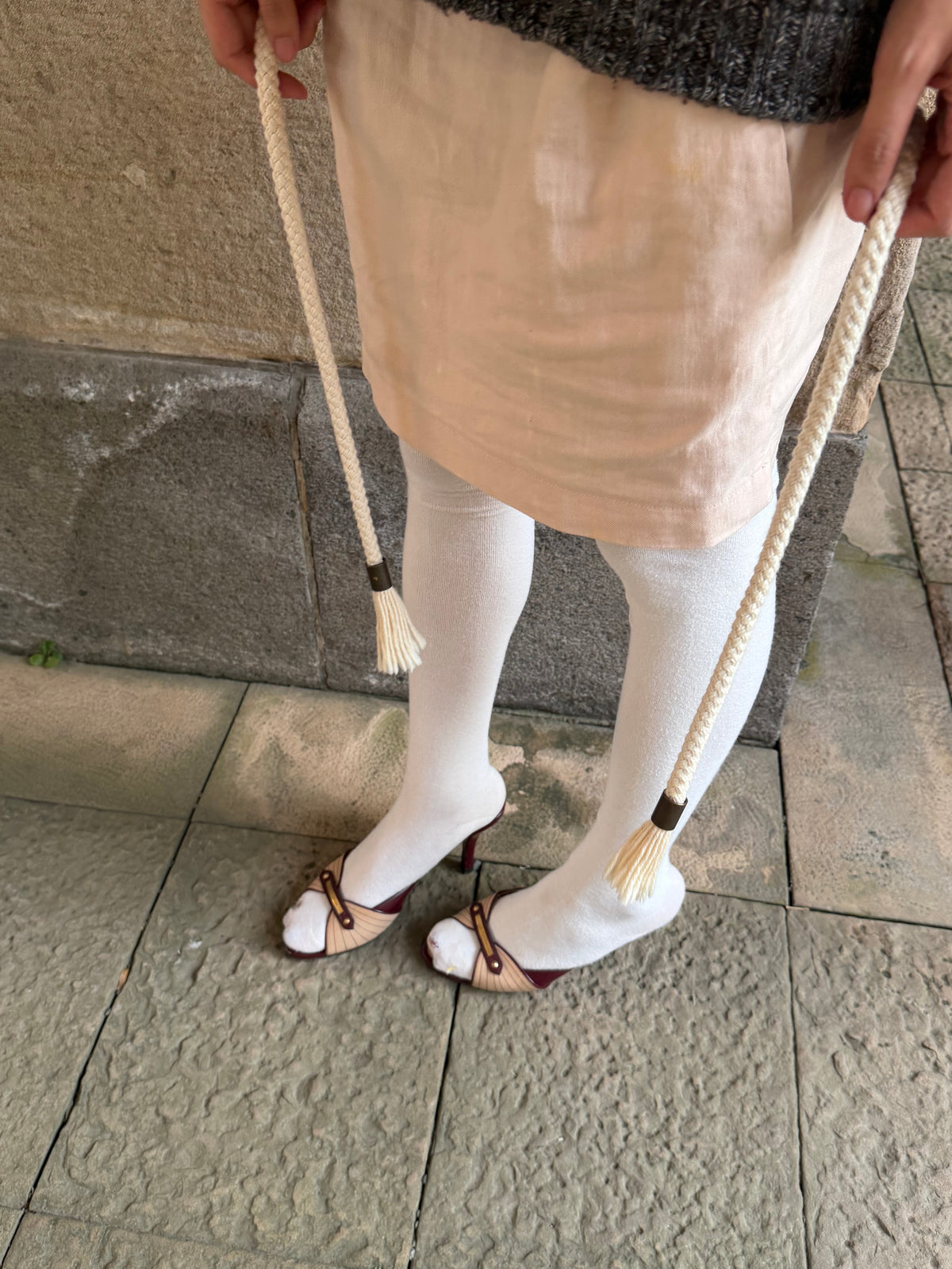 See by Chloé Pale Pink Rope-Tie Mini Skirt