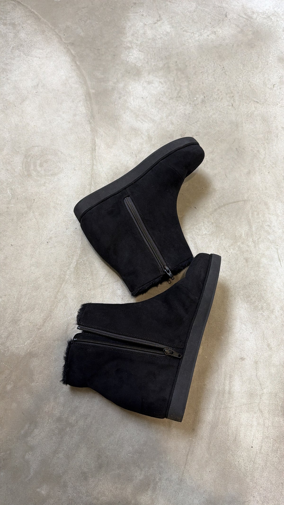 Black Fur-Lined Ankle Boots